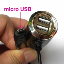 Dual USB szivargyújtós töltő + beépített micro USB töltő