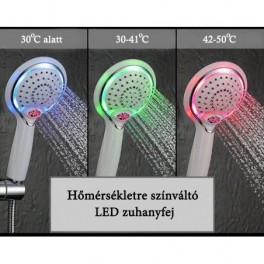 Színváltós LED zuhanyfej digitális hőmérővel