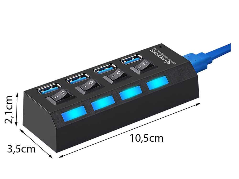 4 portos USB elosztó kapcsolókkal