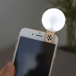 Telefonra csíptethető LED mini szelfi lámpa, gold szín