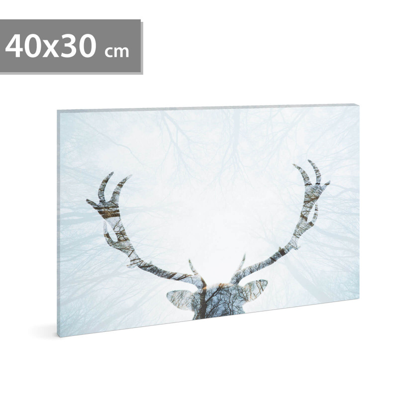 LED-es fali hangulatkép - rénszarvasos (40 × 30 cm)
