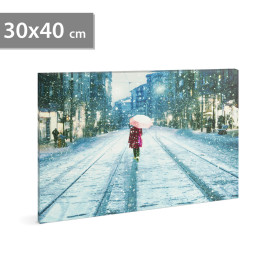 LED-es fali hangulatkép - téli táj ( 30 × 40 cm)