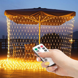 Távirányítós LED-es fényháló - 190 db melegfehér LED-del (3 × 2 m)