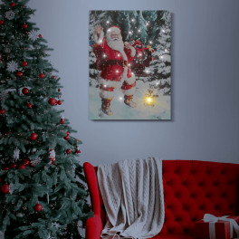 Télapó karácsonyi LED-es fali hangulatkép, 30x40 cm