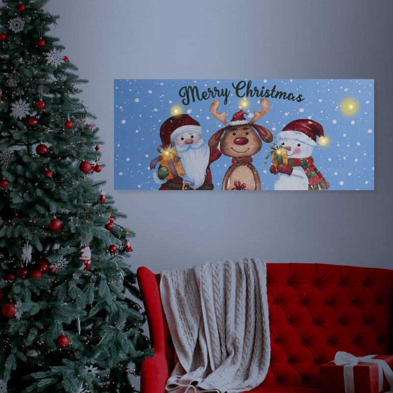 Merry Christmas karácsonyi LED hangulatkép, 70x30 cm