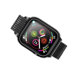 USAMS ZB68IW1 Apple Watch fekete mágneses fémszíj és tok (44MM)