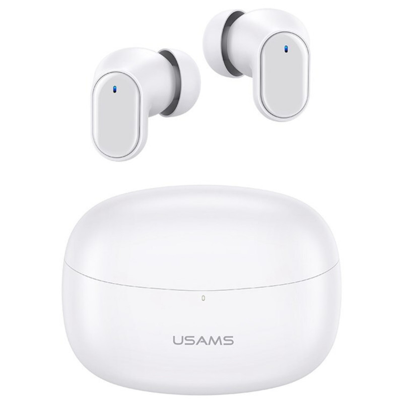 Usams fehér színű mini Bluetooth fülhallgató töltőtokkal