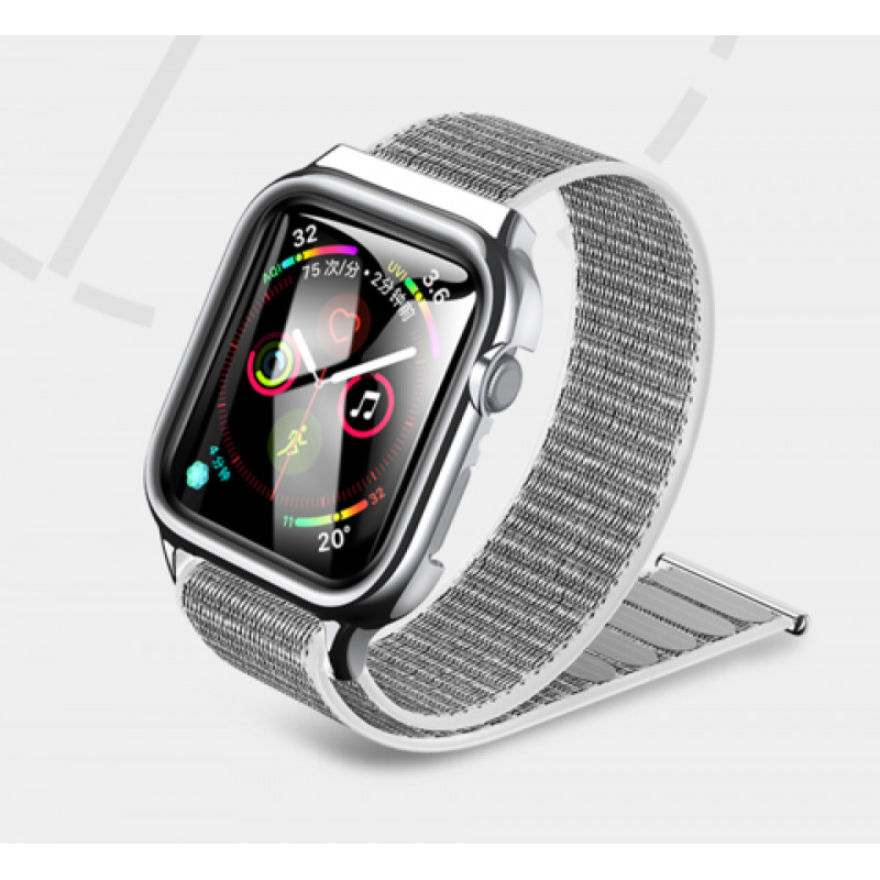 USAMS Apple Watch Textile, Tépőzáras szíj és tok (Ezüst)