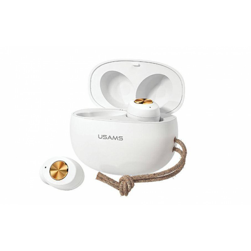 USAMS Bluetooth fülhallgató, headset töltőtokkal (Fehér)