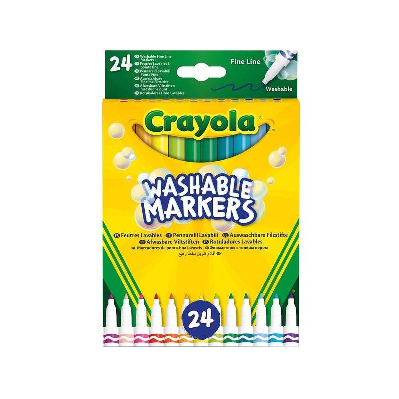 Crayola: lemosható, vékony hegyű filctoll készlet - 24 db-os 