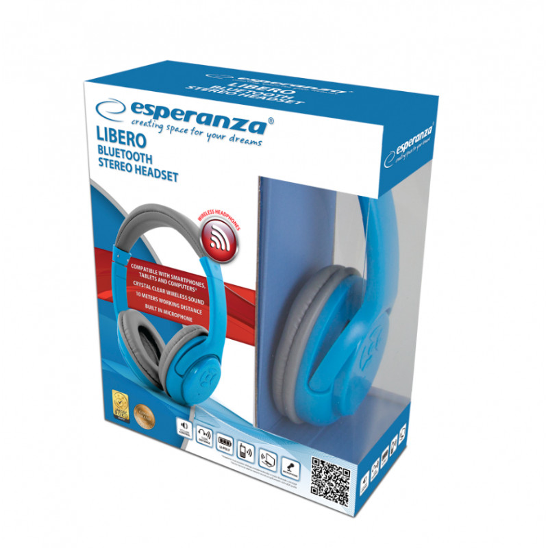 Esperanza Bluetooth fejhallgató kék 
