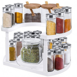 Fűszer tároló forgatható kivitelben - praktikus fűszer tartó a konyhába, több rekeszzel, elforgatható designnal.