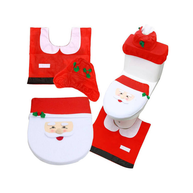 Karácsonyi fürdőszoba készlet Miklós szőnyeg WC ülőke borítóval