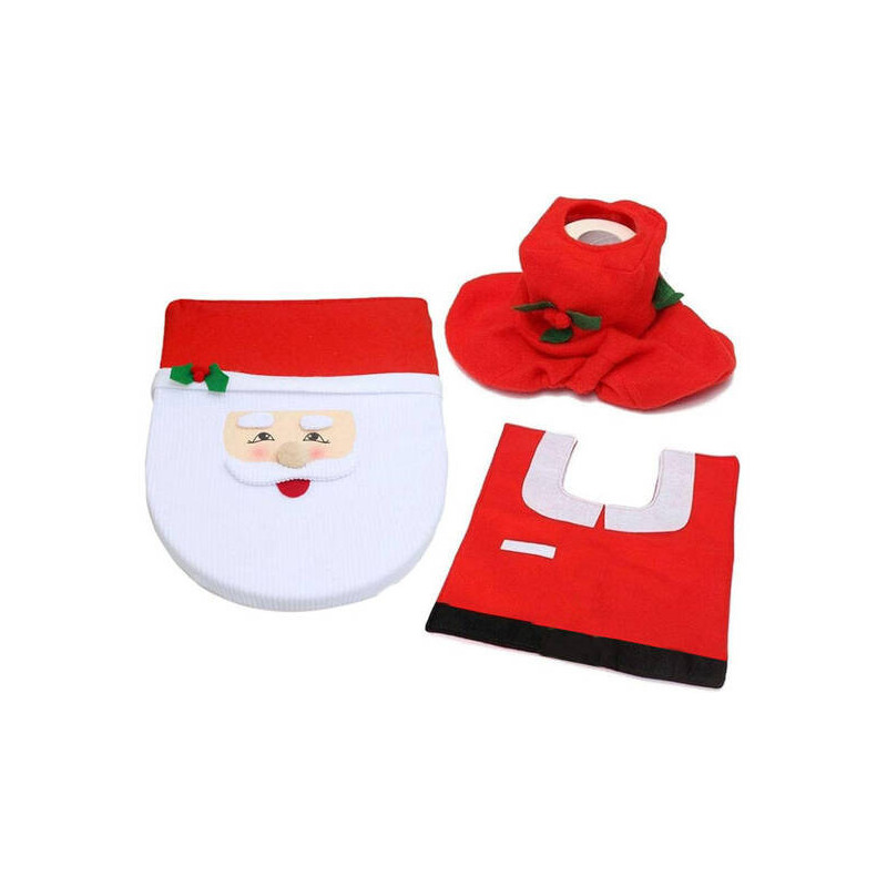 Karácsonyi fürdőszoba készlet Miklós szőnyeg WC ülőke borítóval