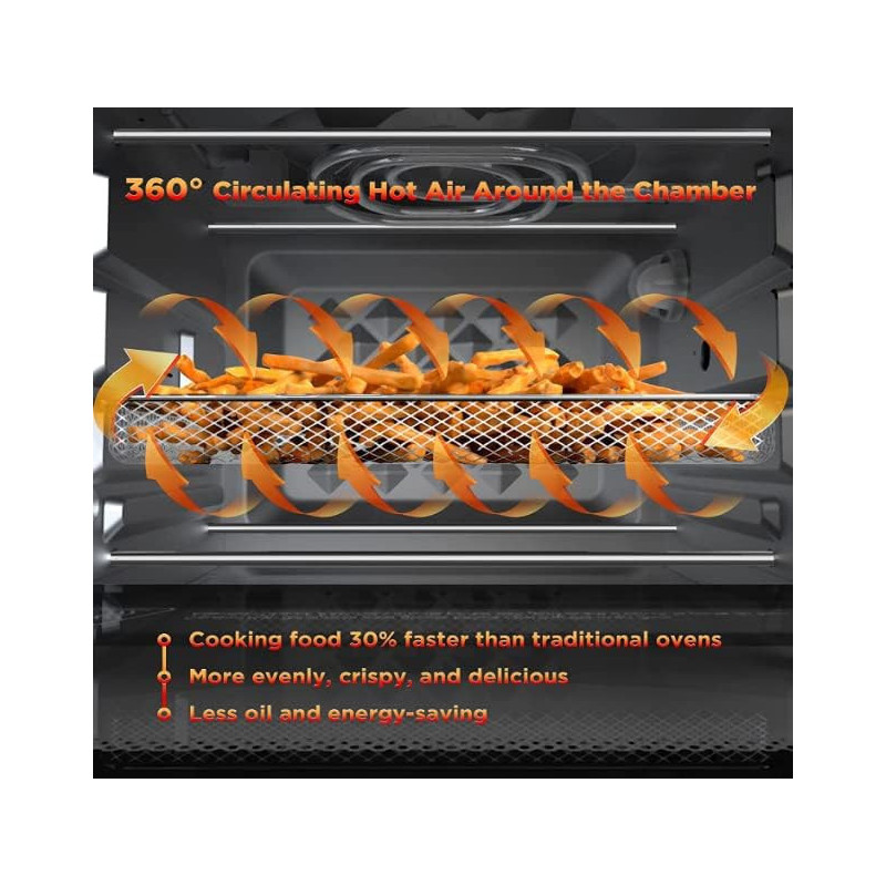 Abossk Air (25L) 1700W Digitális kijelzős légkeveréses sütő - fekete
