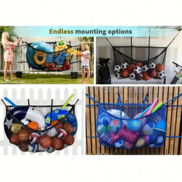 Felakasztható tárolóháló úszógumikhoz, kerti játékokhoz