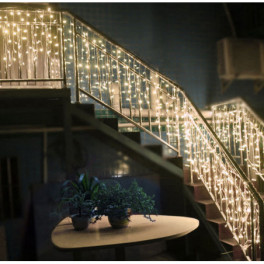 Kültéri jégcsapok, dekoratív függönyfény, 500 LED fény, 19m