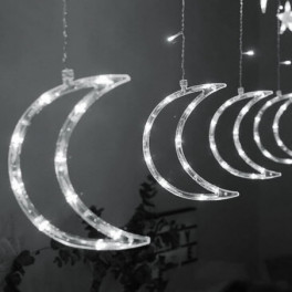 Holdfény, csillagok, karácsonyi fények, függöny, 96LED fényfüzér