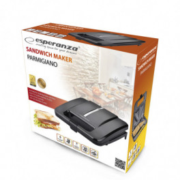 Esperanza Sandwich Maker 1000W - Fekete Parmigiano - Konyhai Grill Járulékos Fűtőelemmel - EKT010