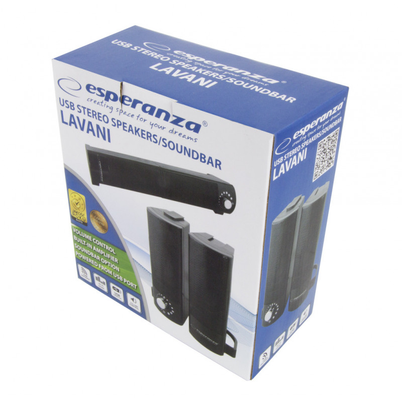Esperanza USB hangszórók 2.0 - LAVANI - sztereó hangzás - fekete - EP144