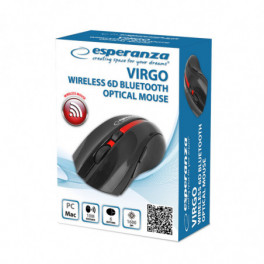 Esperanza vezeték nélküli Bluetooth optikai egér 6D Virgo piros színben - EM129R