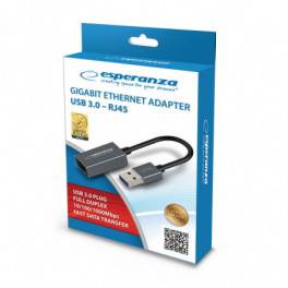 Esperanza USB 3.0-RJ45 Gigabit Ethernet Adapter 1000 Mbps – fekete - ENA101