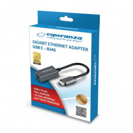 Esperanza USB-C Gigabit Ethernet adapter RJ45 csatlakozóval 1000 Mbps sebességgel - ENA102