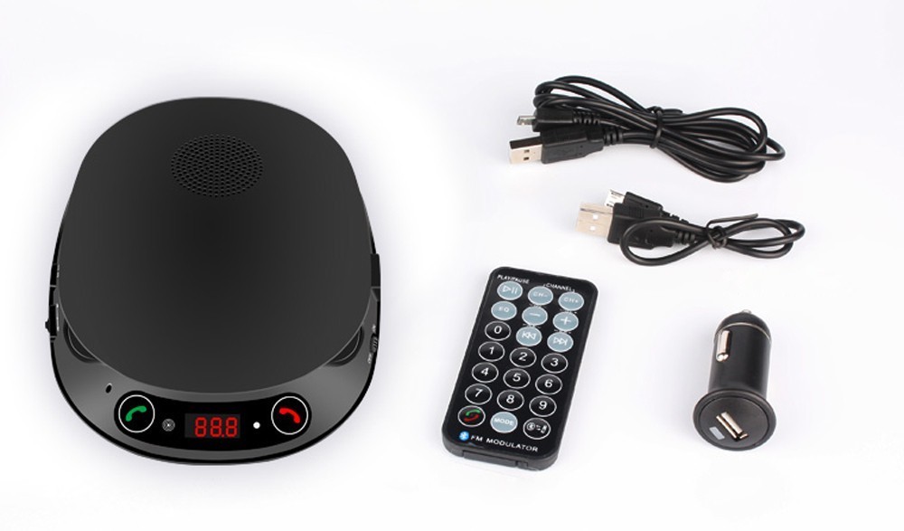 Bluetooth kihangosító FM transmitter telefon tartóval MP3 lejátszó USB Micro SD csatlakozóval