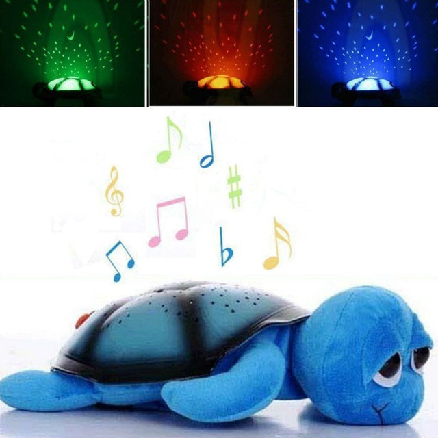 Cuki, nagy szemű plüss világító teknős béka, projektoros lámpa altatódallal hangulatlámpa
