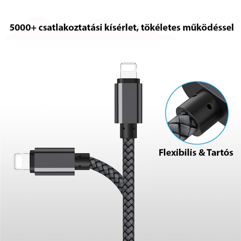 Extra strapabíró 1 méteres Lightning Iphone gyorstöltő és USB adatkábel