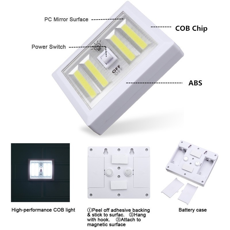 Vezetéknélküli, kompakt fali lámpa COB LED-del