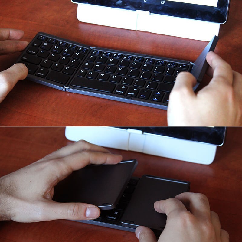 Hordozható, összecsukható Bluetooth billentyűzet touchpaddal
