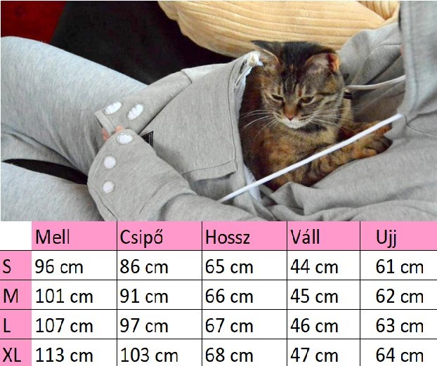 Macskahordozó, cicahordozó pulcsi, macskás pulóver, cicás pulcsi