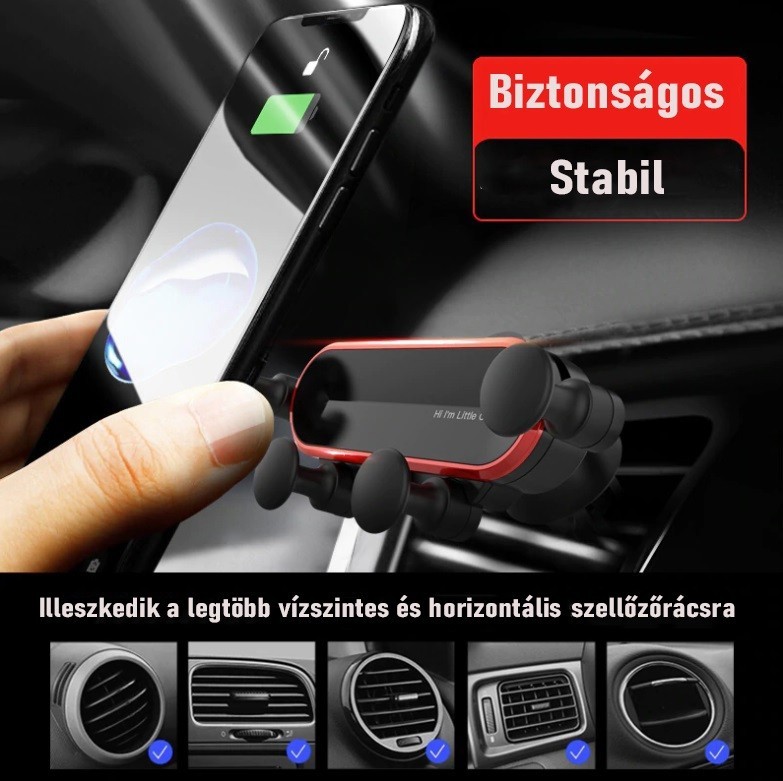 Autós telefontartó szellőzőrácsra- Gravitációs (nyújtott kialakítás)