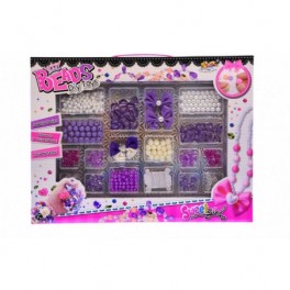 Gyöngy készlet kislányoknak lila-fehér (36 x 28 cm tükrös hátfalú dobozban)