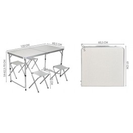 Összecsukható, hordozható kemping asztal 4 székkel (Malatec)