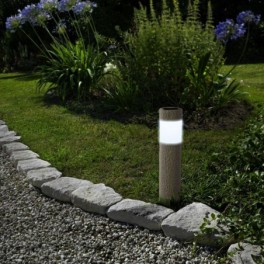 LED-es szolár lámpa, műanyag, kőmintás, krémszín