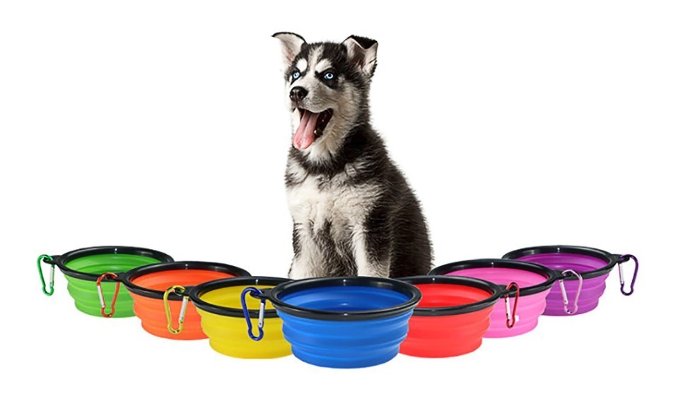 Latex hordozható etető és itató tál kutyáknak (350ML)