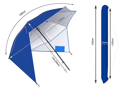 Hordozható napernyő szélvédővel (230 cm) - Malatec