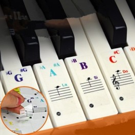 Átlátszó, színes zongorabillentyűzet matricák