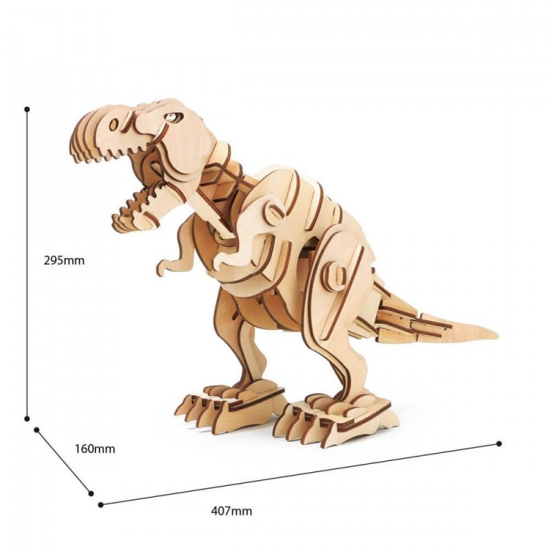 T-rex dínó interaktív fa puzzle