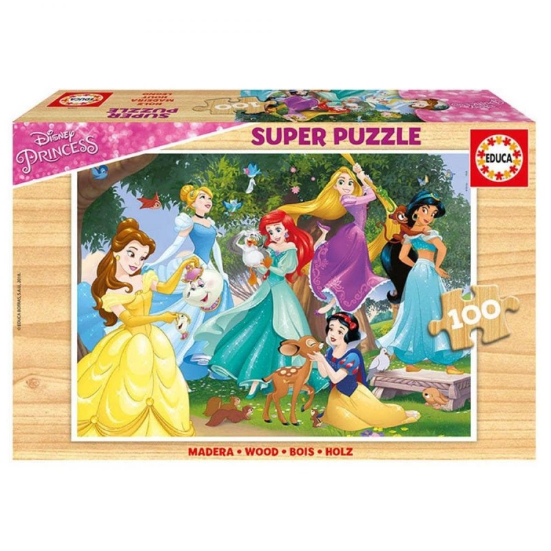 Disney hercegnők fa puzzle, 100 darabos