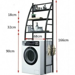 3 szintes fém fürdőszobai polcrendszer mosógép fölé - 166 cm (vitorla)
