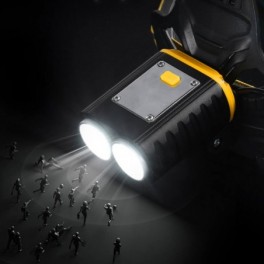 Extra fényerejű, 300W dupla P50 COB LED akkus fejlámpa biztonsági fénnyel