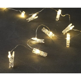 Karácsonyi LED dekor csipesz - 10 LED - melegfehér - 2 x AA 3 db
