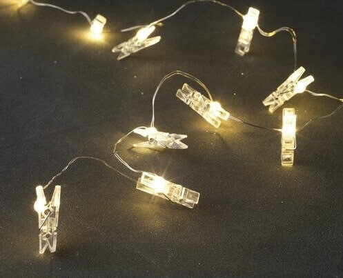 Karácsonyi LED dekor csipesz - 10 LED - melegfehér - 2 x AA 3 db