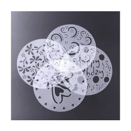   Tortadíszítő kellék - Többször használható tortadíszítő sablon készlet (4 különböző minta)