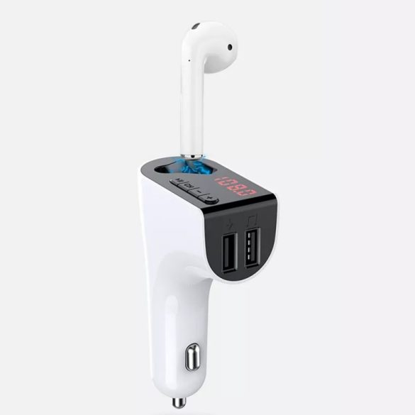 V14 2 az 1-ben autós Bluetooth headset és FM transmitter, 2 USB porttal és TF kártya támogatással, GCH-303