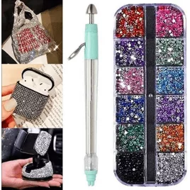   Dekorációs készlet 2000 darab díszítő strasszkővel és applikátor eszközzel kreatív díszítéshez