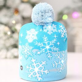  Világító karácsonyi sapka hópelyhes mintával ünnepi dekorációhoz